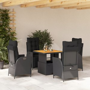 Maison exclusive - ensemble à manger de jardin coussins 5pcs noir résine tressée