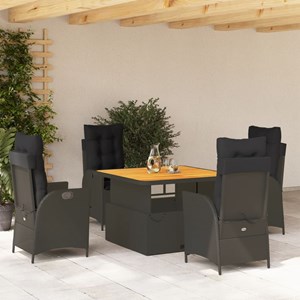 Maison exclusive - ensemble à manger de jardin coussins 5pcs noir résine tressée