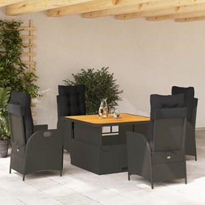 Maison exclusive - ensemble à manger de jardin coussins 5pcs noir résine tressée