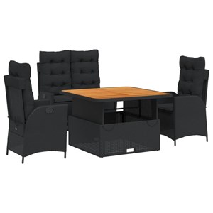 Maison exclusive - ensemble à manger de jardin 4 pcs avec coussins noir