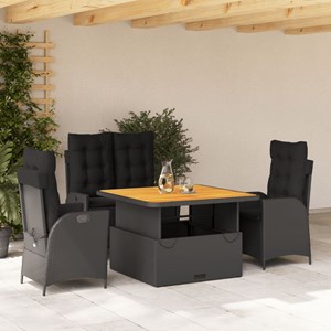 Maison exclusive - ensemble à manger de jardin 4 pcs avec coussins noir