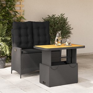 Maison exclusive - ensemble à manger de jardin coussins 2pcs noir résine tressée