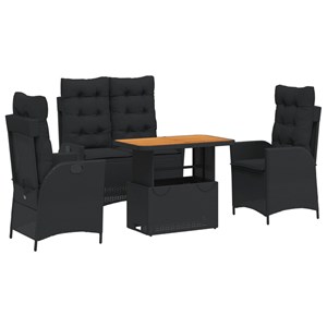 Maison exclusive - ensemble à manger de jardin 4 pcs avec coussins noir