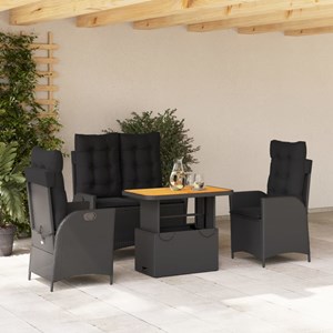 Maison exclusive - ensemble à manger de jardin 4 pcs avec coussins noir