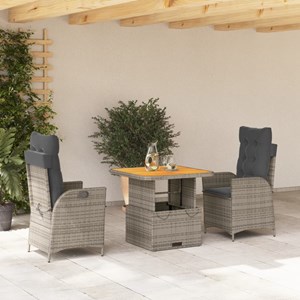 Maison exclusive - ensemble à manger de jardin 3 pcs coussins gris résine tressé