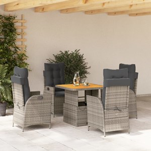 Maison exclusive - ensemble à manger de jardin 5 pcs coussins gris résine tressé