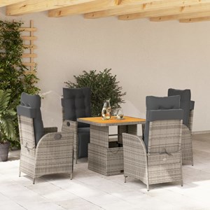 Maison exclusive - ensemble à manger de jardin 5 pcs coussins gris résine tressé