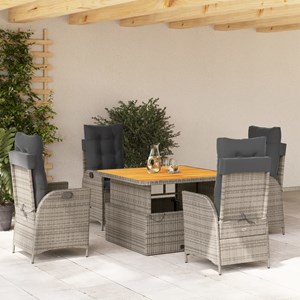 Maison exclusive - ensemble à manger de jardin 5 pcs coussins gris résine tressé