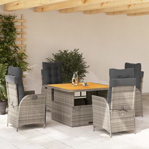 Maison exclusive - ensemble à manger de jardin 5 pcs coussins gris résine tressé