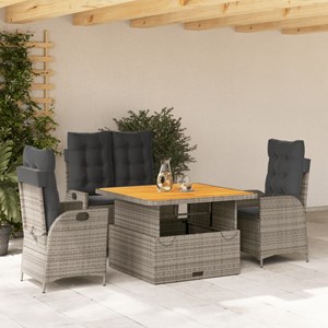 Maison exclusive - ensemble à manger jardin 4pcs et coussins gris résine tressée