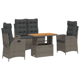 Maison exclusive - ensemble à manger jardin 4pcs et coussins gris résine tressée