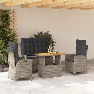 Maison exclusive - ensemble à manger jardin 4pcs et coussins gris résine tressée