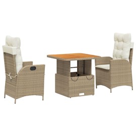 Maison exclusive - ensemble à manger de jardin et coussins 3 pcs beige poly roti