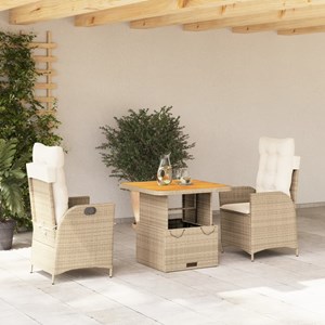 Maison exclusive - ensemble à manger de jardin et coussins 3 pcs beige poly roti