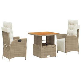 Maison exclusive - ensemble à manger de jardin et coussins 3 pcs beige poly roti