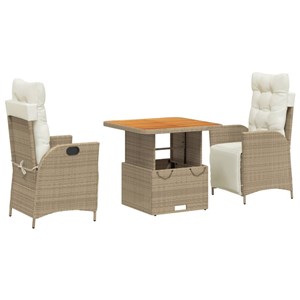 Maison exclusive - ensemble à manger de jardin et coussins 3 pcs beige poly roti