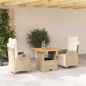 Maison exclusive - ensemble à manger de jardin et coussins 3 pcs beige poly roti