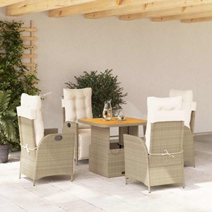 Maison exclusive - ensemble à manger de jardin avec coussins 5pcs beige poly rot