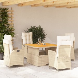Maison exclusive - ensemble à manger de jardin avec coussins 5pcs beige poly rot