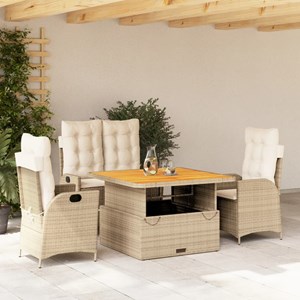 Maison exclusive - ensemble à manger de jardin coussins 4 pcs beige résine tress