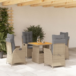 Maison exclusive - ensemble à manger de jardin avec coussins 5pcs beige poly rot