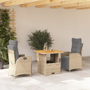 Maison exclusive - ensemble à manger de jardin et coussins 3 pcs beige poly roti