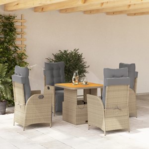 Maison exclusive - ensemble à manger de jardin avec coussins 5pcs beige poly rot