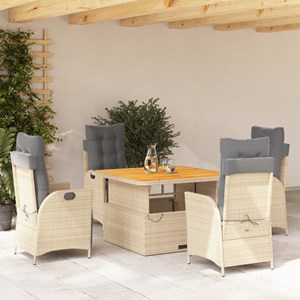 Maison exclusive - ensemble à manger de jardin avec coussins 5pcs beige poly rot