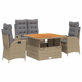 Maison exclusive - ensemble à manger de jardin coussins 4 pcs beige résine tress