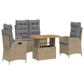 Maison exclusive - ensemble à manger de jardin coussins 4 pcs beige résine tress