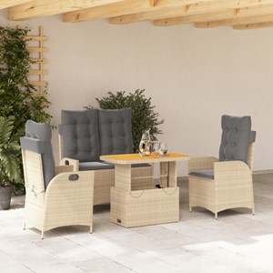 Maison exclusive - ensemble à manger de jardin coussins 4 pcs beige résine tress