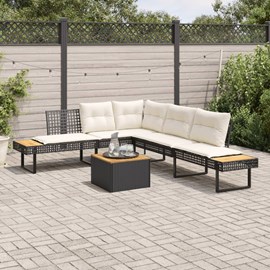 Maison exclusive - salon de jardin avec coussins 2 pcs noir résine tressée acaci