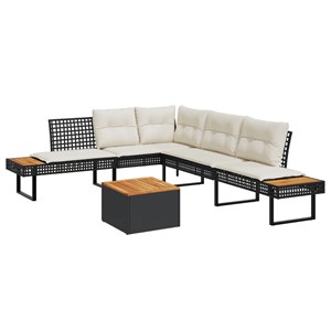 Maison exclusive - salon de jardin avec coussins 2 pcs noir résine tressée acaci