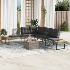 Maison exclusive - salon de jardin avec coussins 5 pcs gris résine tressée acaci