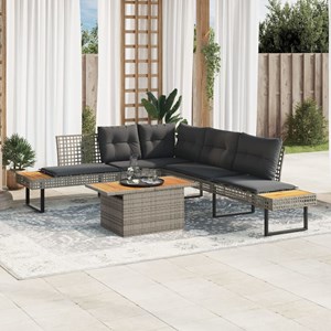 Maison exclusive - salon de jardin avec coussins 5 pcs gris résine tressée acaci