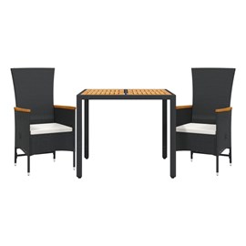 Maison exclusive - ensemble à manger de jardin avec coussins 3 pcs noir