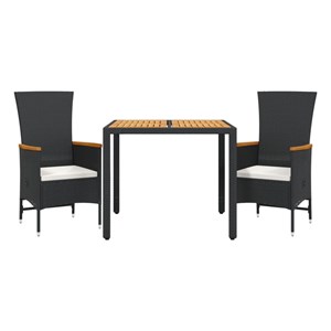 Maison exclusive - ensemble à manger de jardin avec coussins 3 pcs noir