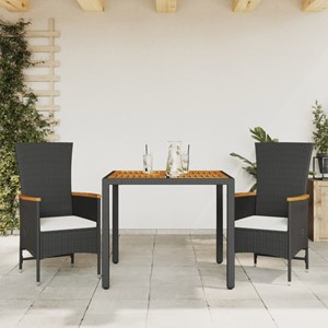 Maison exclusive - ensemble à manger de jardin avec coussins 3 pcs noir