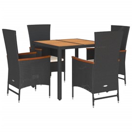 Maison exclusive - ensemble à manger de jardin coussins 5pcs noir résine tressée
