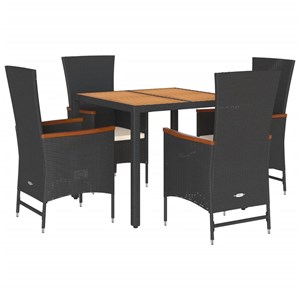 Maison exclusive - ensemble à manger de jardin coussins 5pcs noir résine tressée