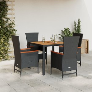 Maison exclusive - ensemble à manger de jardin coussins 5pcs noir résine tressée