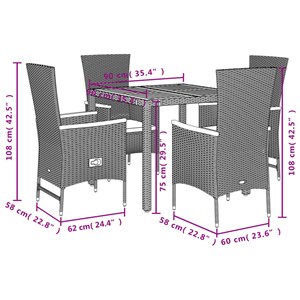 Maison exclusive - ensemble à manger de jardin coussins 5pcs noir résine tressée