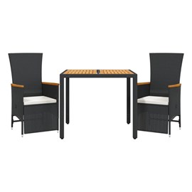 Maison exclusive - ensemble à manger de jardin avec coussins 3 pcs noir