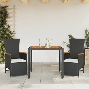 Maison exclusive - ensemble à manger de jardin avec coussins 3 pcs noir