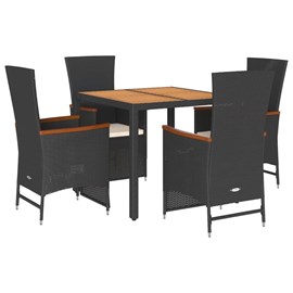 Maison exclusive - ensemble à manger de jardin coussins 5pcs noir résine tressée