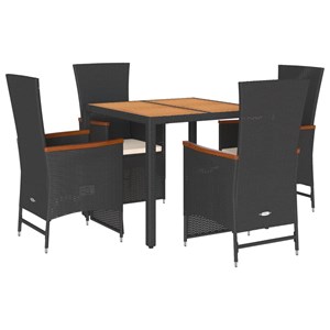 Maison exclusive - ensemble à manger de jardin coussins 5pcs noir résine tressée