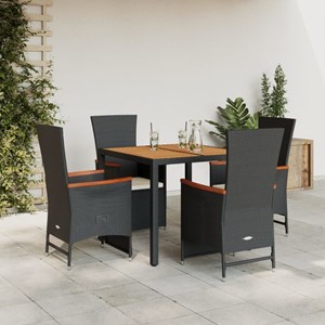Maison exclusive - ensemble à manger de jardin coussins 5pcs noir résine tressée