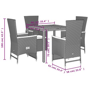 Maison exclusive - ensemble à manger de jardin coussins 5pcs noir résine tressée