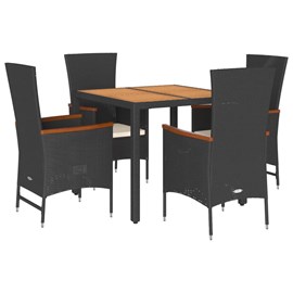 Maison exclusive - ensemble à manger de jardin coussins 5pcs noir résine tressée