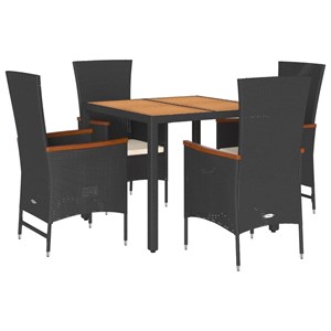 Maison exclusive - ensemble à manger de jardin coussins 5pcs noir résine tressée